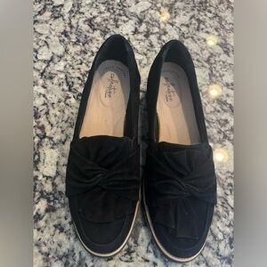 Clarks Womens Sharon Dasher Loafer Slip On Black Premium Suede Size 10